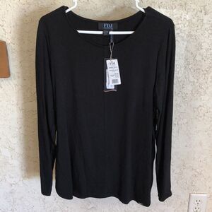 NWT French Dressing Jeans FDJ Black Crew Neck Top